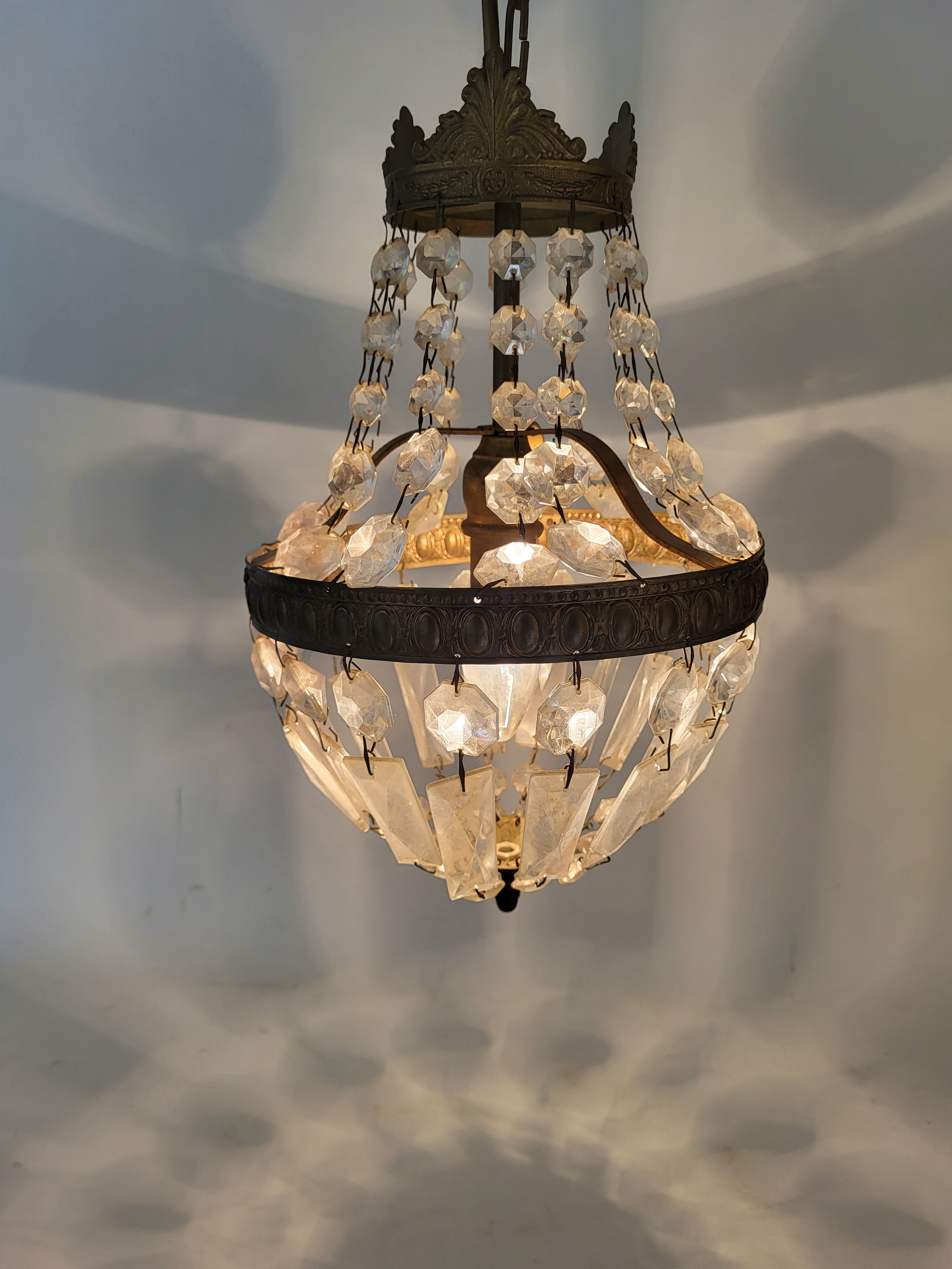 Lustre suspension montgolfiere à pampilles