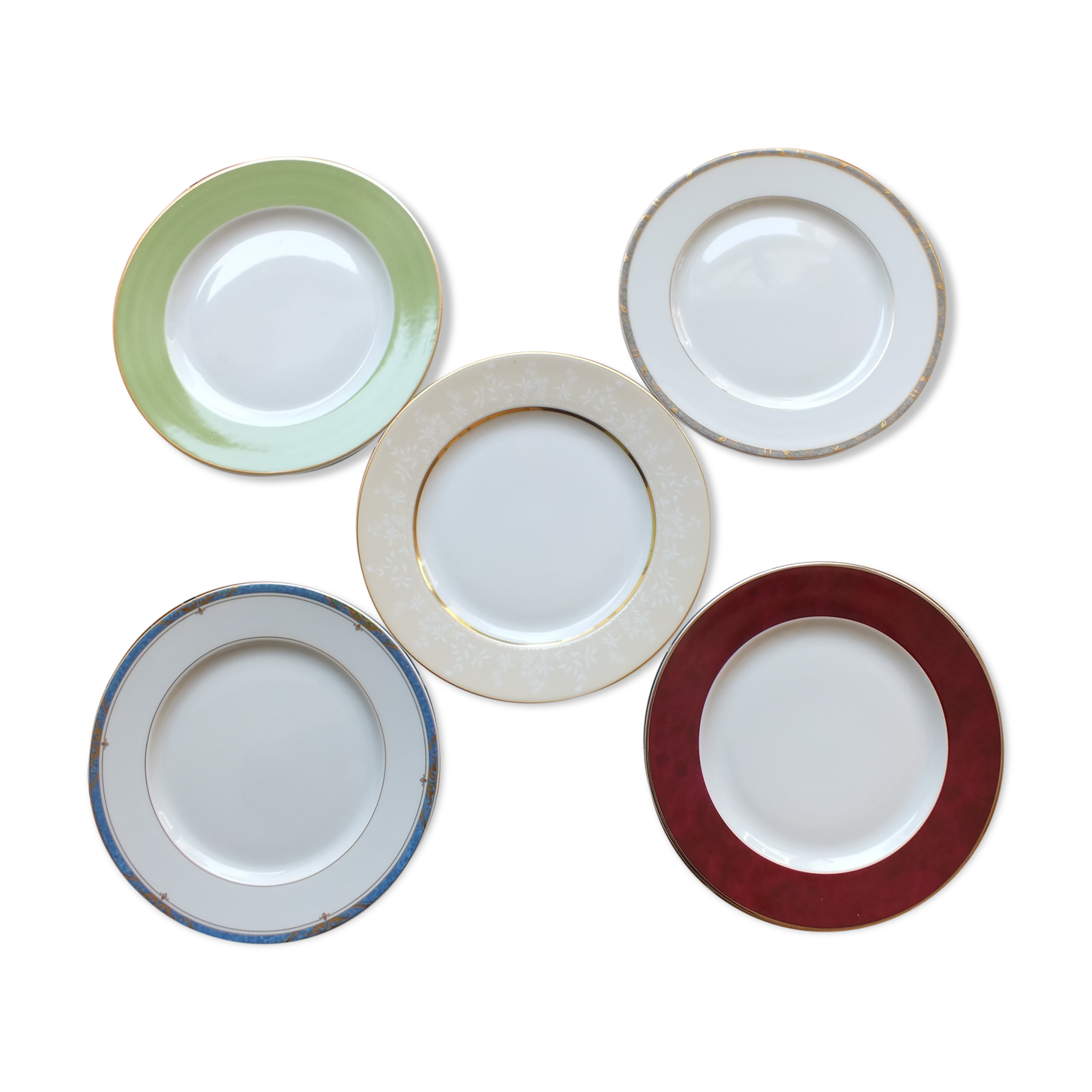 5 porcelain dessert plates from Limoges - Deshoulières and Guy Degrenne