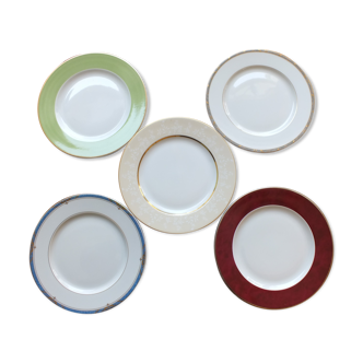 5 assiettes à dessert en porcelaine de Limoges - Deshoulières et Guy Degrenne