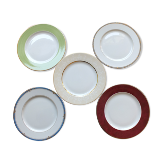 5 porcelain dessert plates from Limoges - Deshoulières and Guy Degrenne
