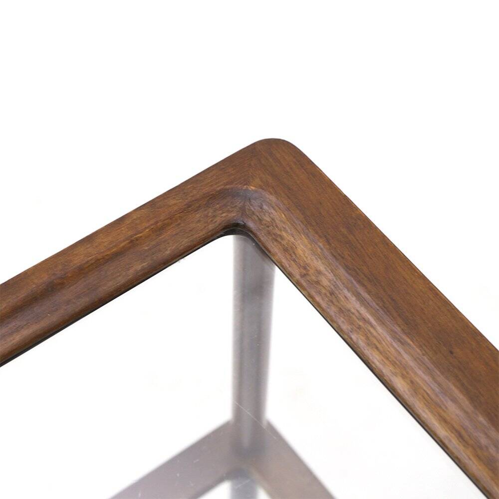 Wooden trolley with glass shelves, 1950s