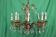 French 19th-century gilded bronze chandelier with brass flowers and