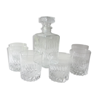 Vintage whisky glasses and carafe set