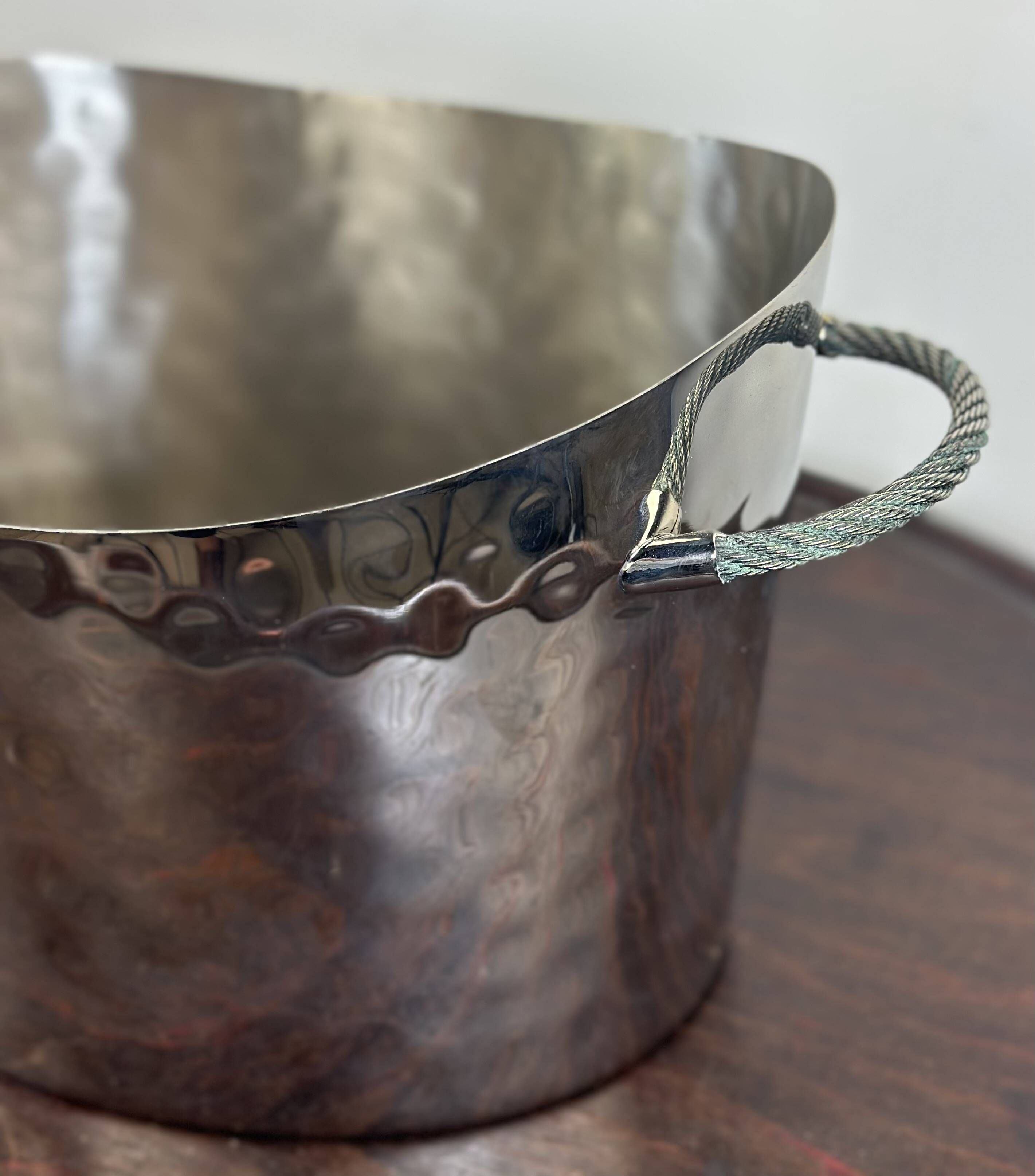 Silver-plated hammered and polished champagne bucket / basin