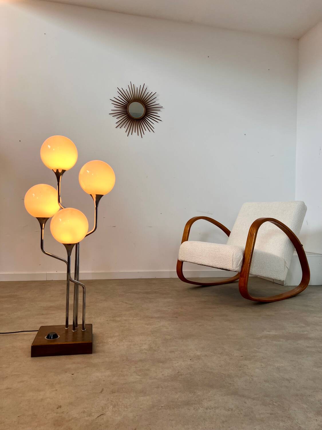 Old metal table lamp Italian design Gioffredo REGGIANI 70s vintage 4 lights