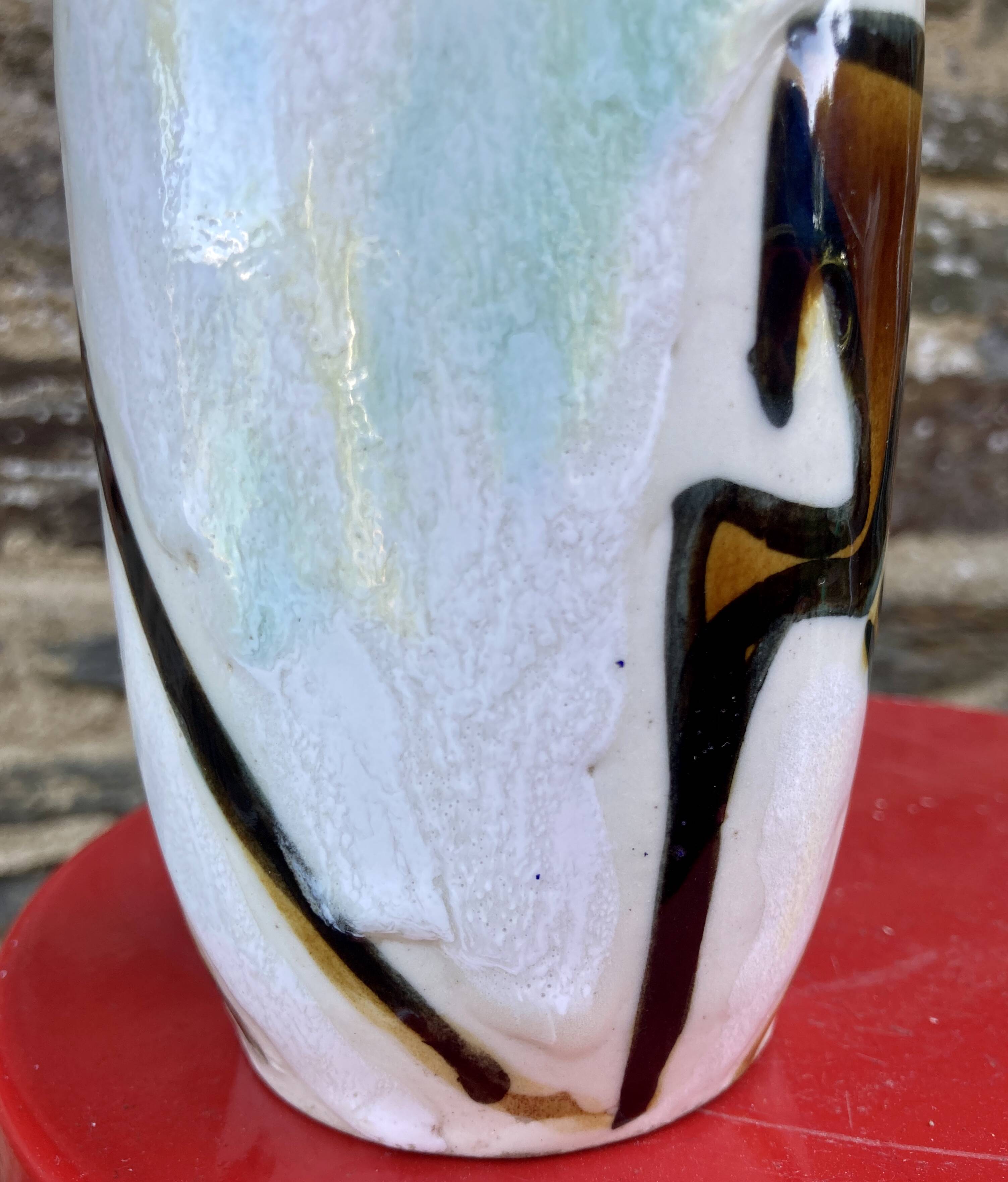 Vase céramique décor de faon signé Jacques Marie pièce unique