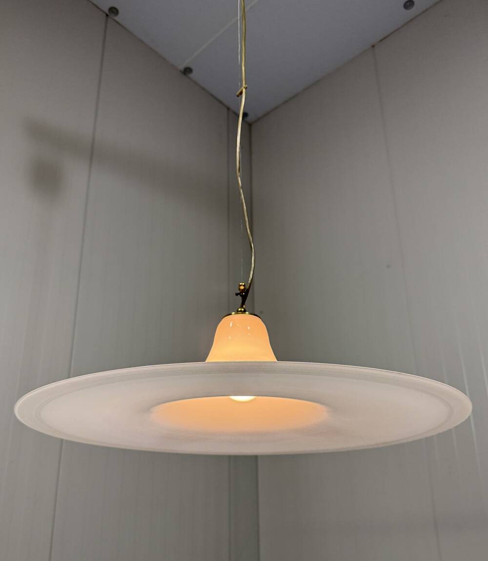 Large white glass hanging lamp by Vistosi, Italy