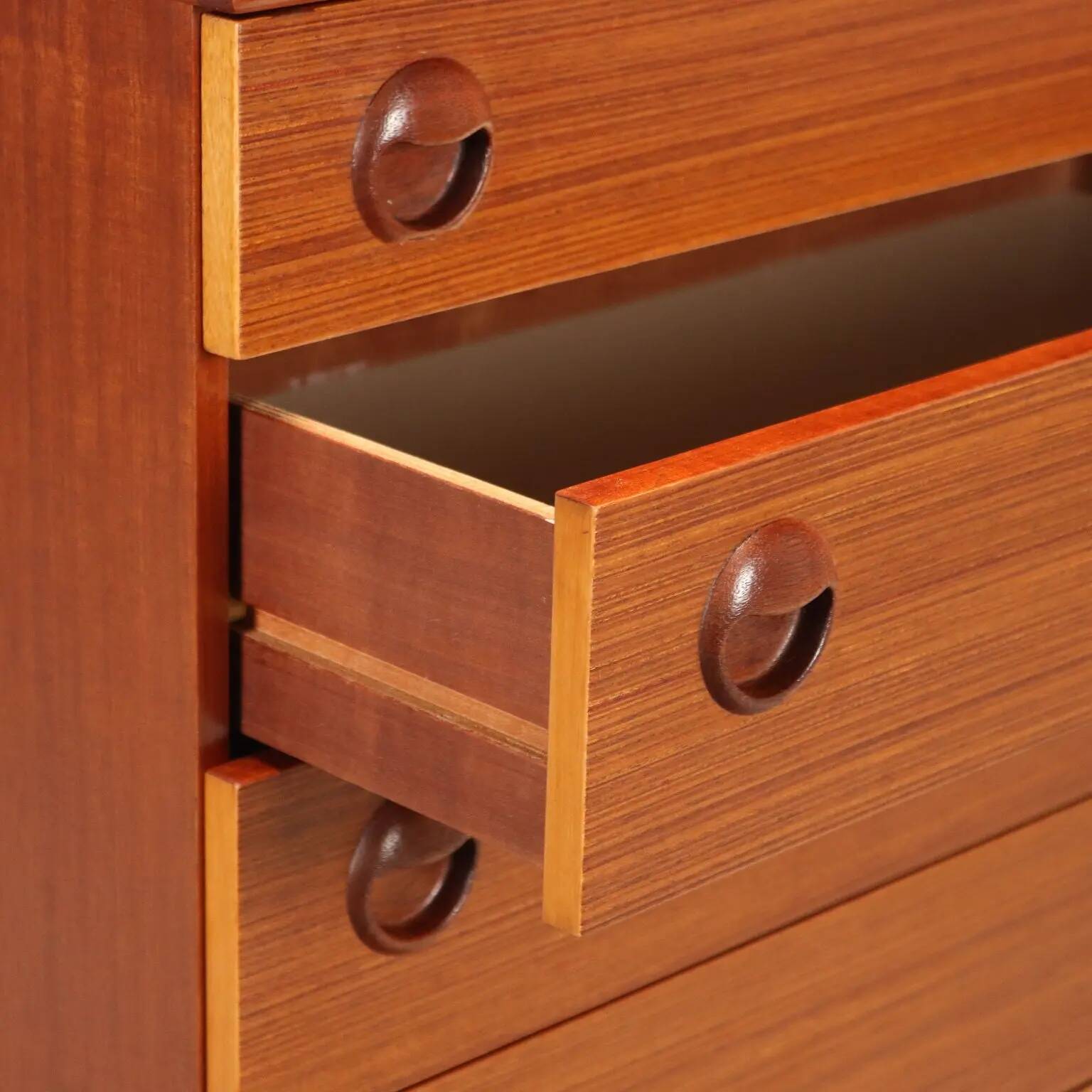 Vintage teak veneered chest of drawers, Northern Europe, 1960s.