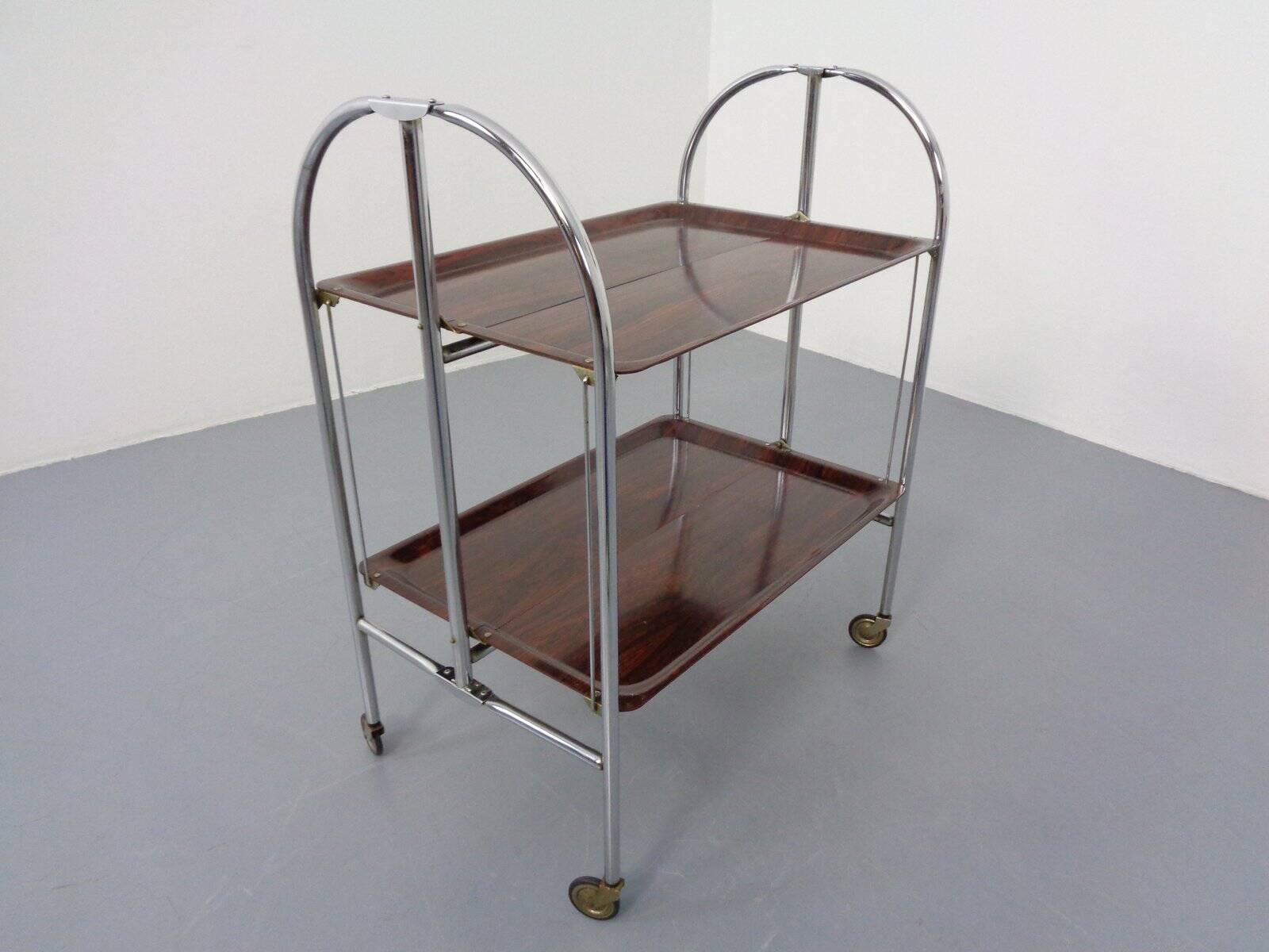 Vintage Optic Rosewood Pressalit Tea Cart, 1970s