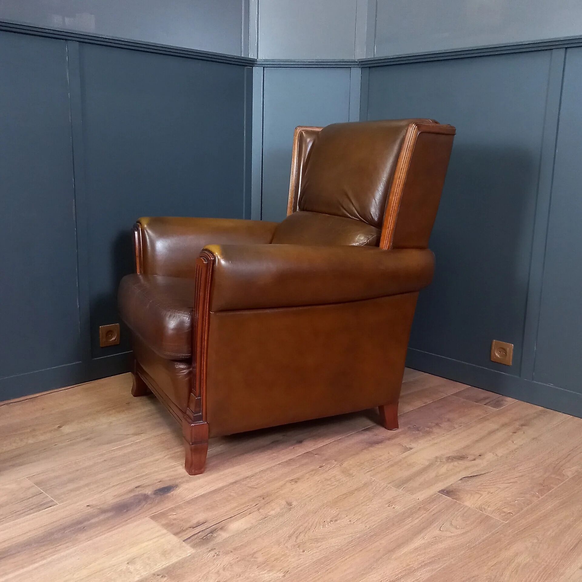 Sheepskin Art Deco club armchair