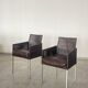 Pair of Karl-Friedrich Förster Leather and Rattan Chairs Germany 1990s
