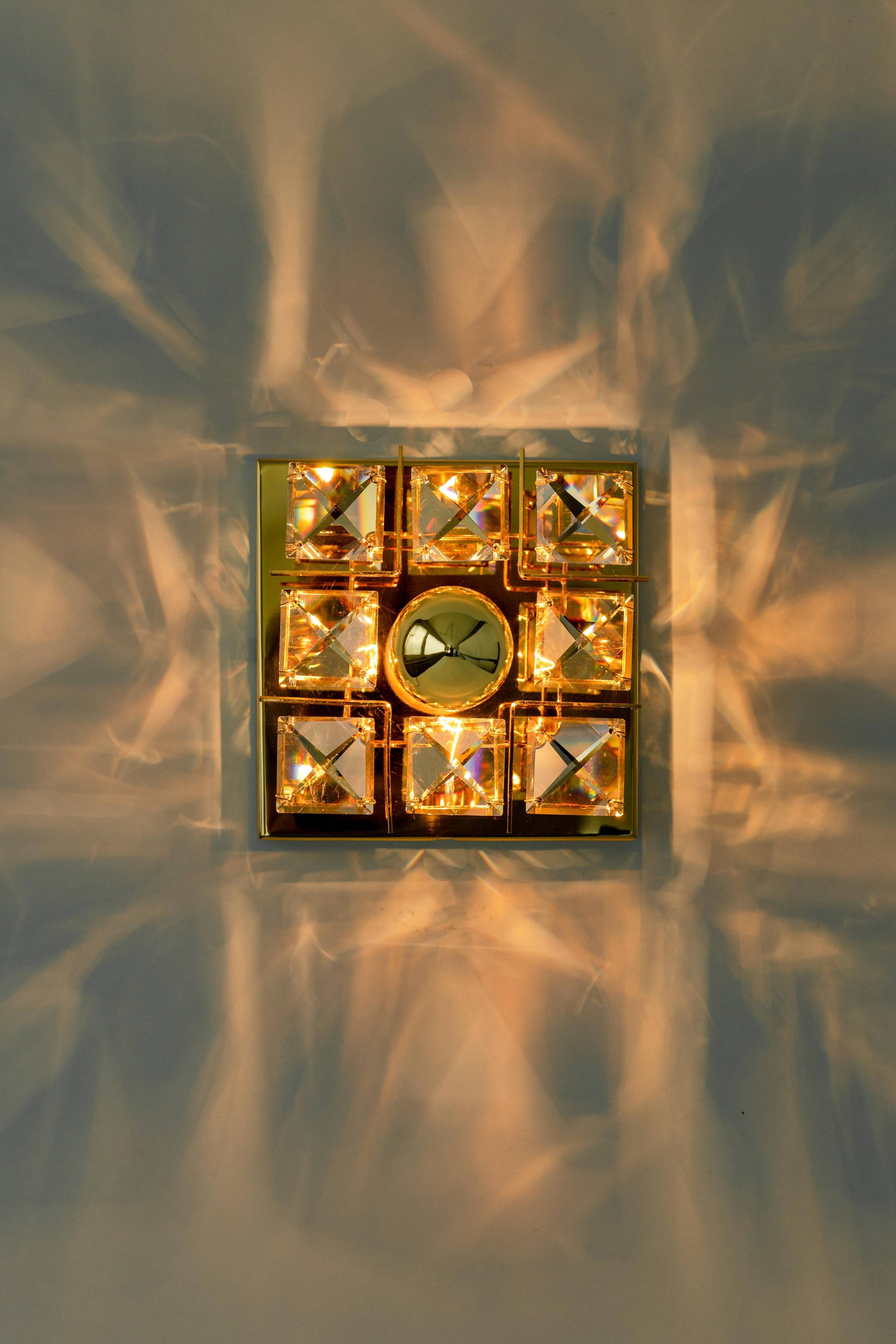 Golden Brass Wall Sconce in the Shape of a Flower by Palwa, Germany, 1970s
