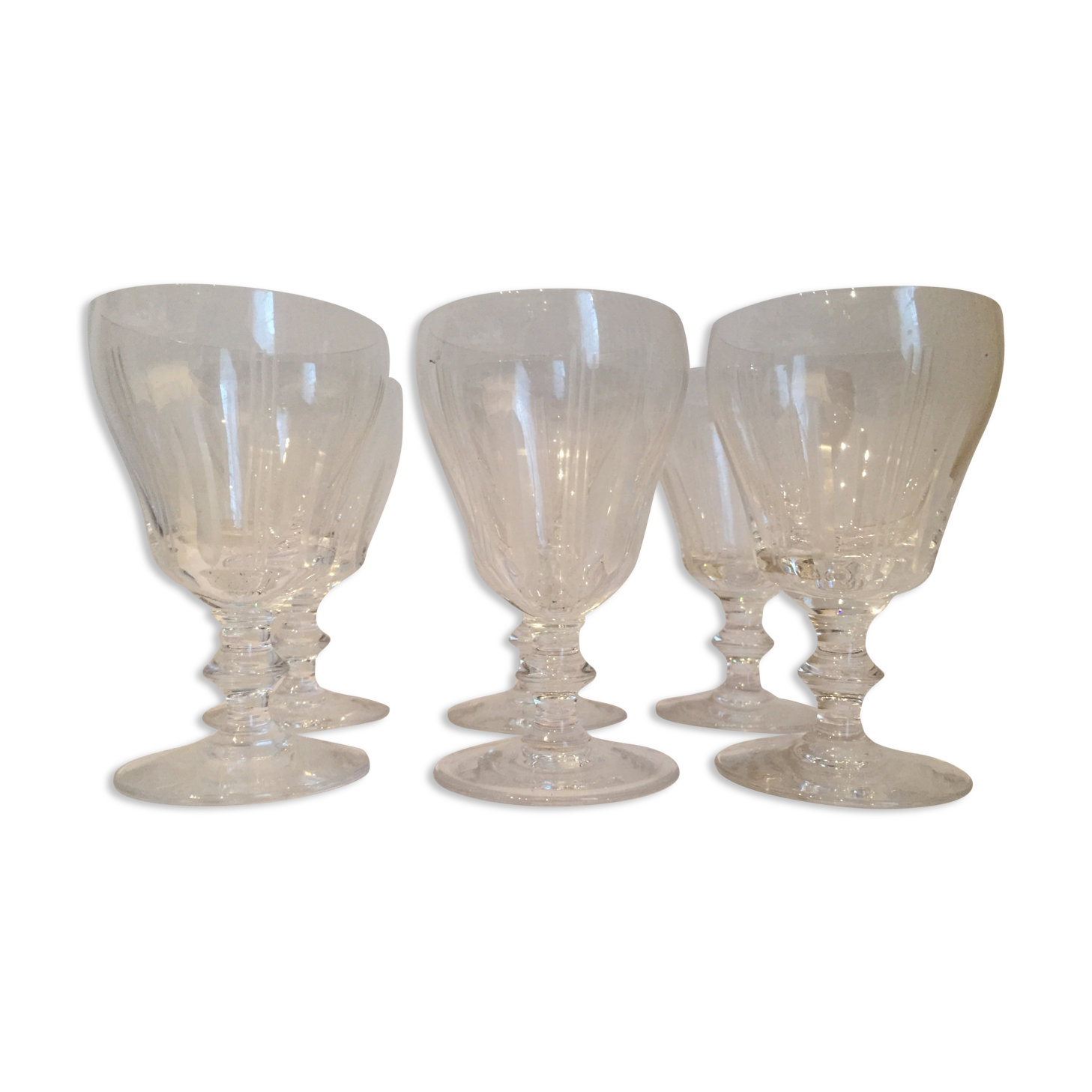 6 cut Sevres crystal wine glass set