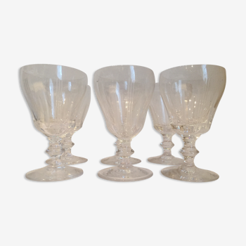 6 cut Sevres crystal wine glass set