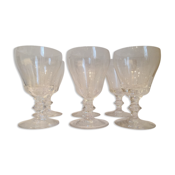 Ensemble de 6 verres à vin en cristal taillé de Sèvres