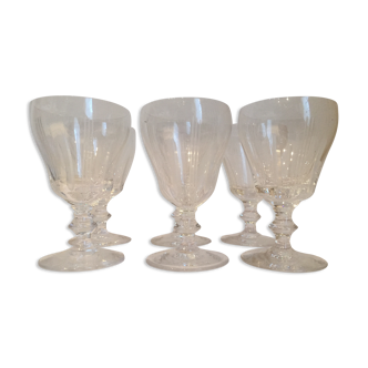 Ensemble de 6 verres à vin en cristal taillé de Sèvres