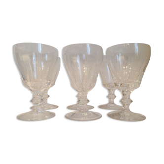 6 cut Sevres crystal wine glass set