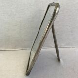 Ancien miroir de barbier contour en aluminium et trépied décoration vintage