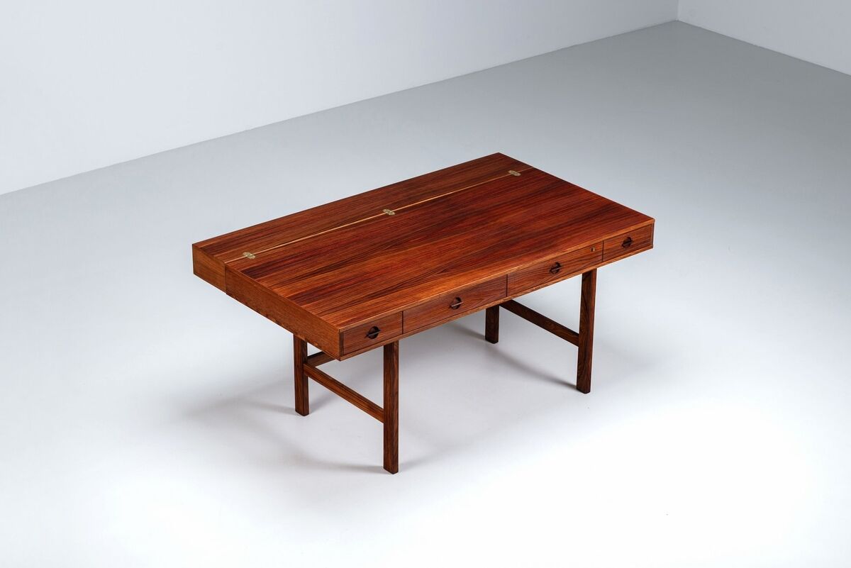 Peter Lovig flip-top partners desk rosewood Lovig Denmark 1960