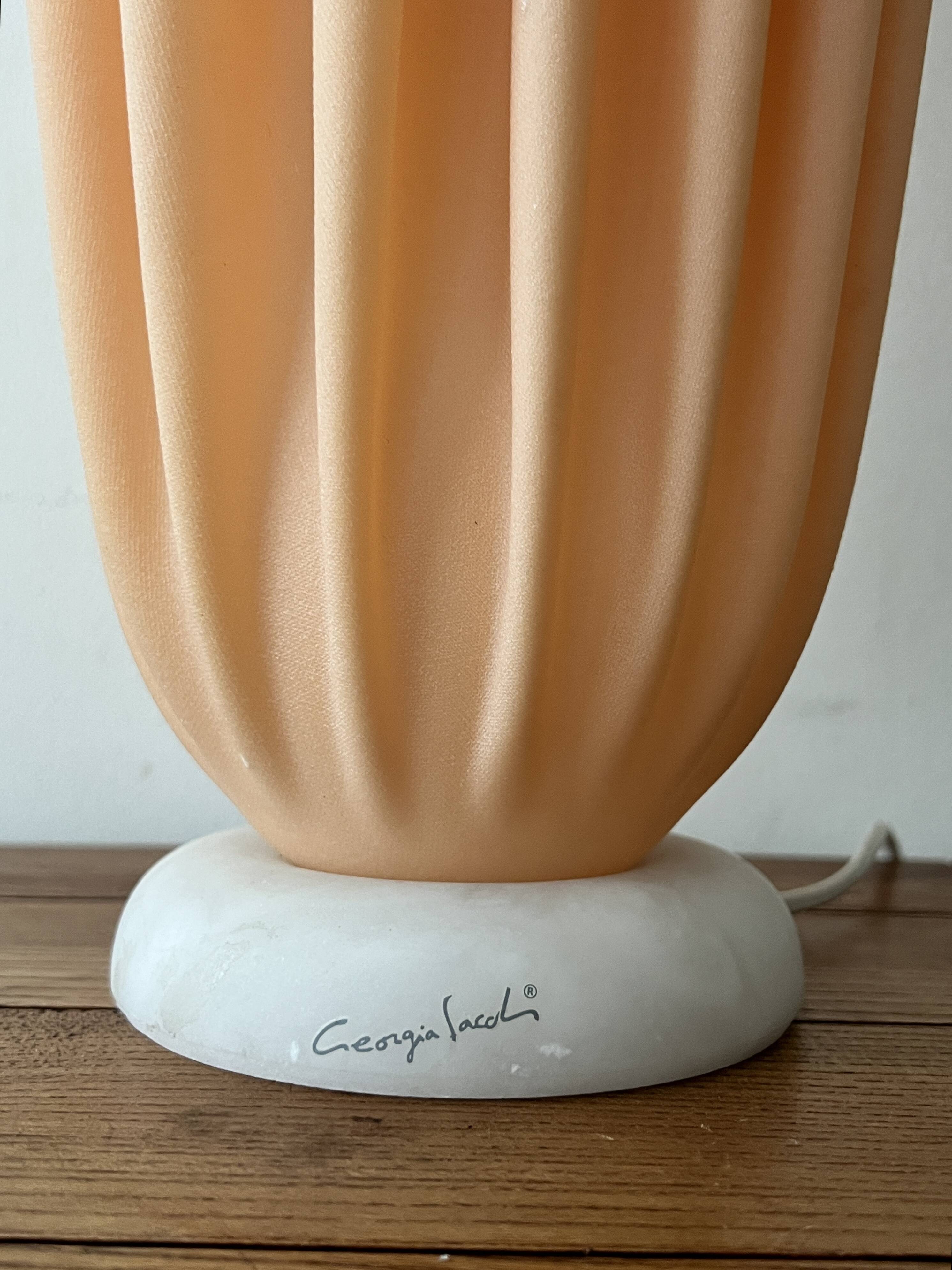 Athena table lamp draped in beige and pink, Georgia Jacob 1970
