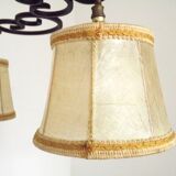 Rustique français vintage noir fer forgé 3 lumières lustre nuances de peau 4526
