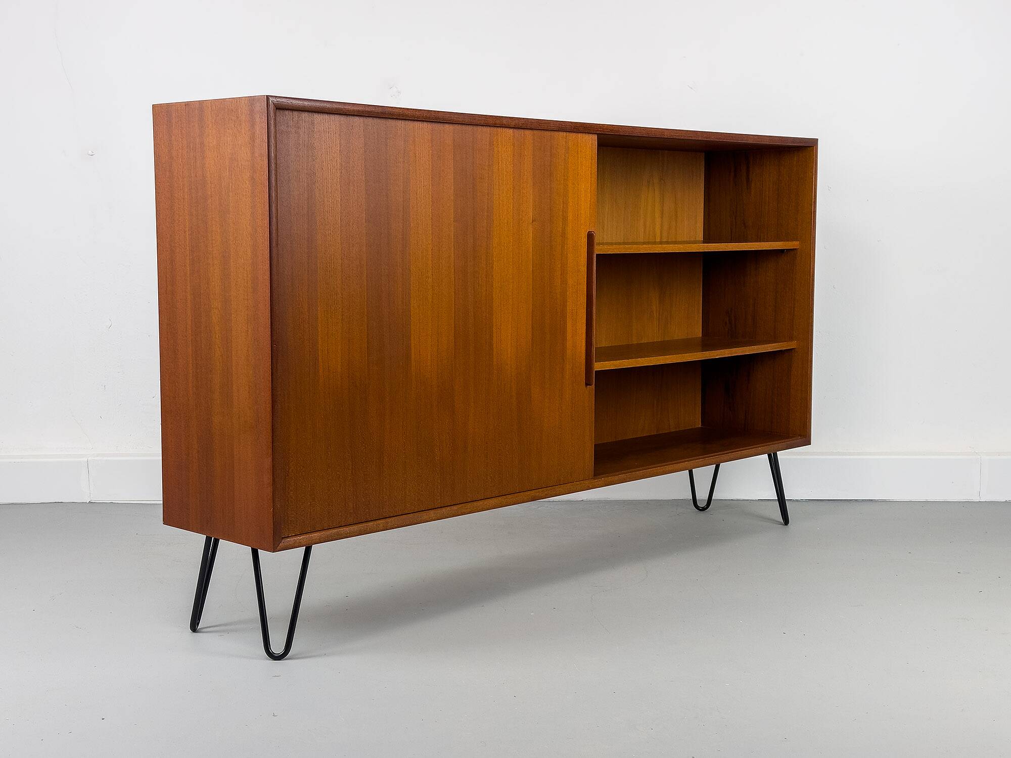 Teak Bookcase with One Sliding Door from Wk Möbel, 1960s