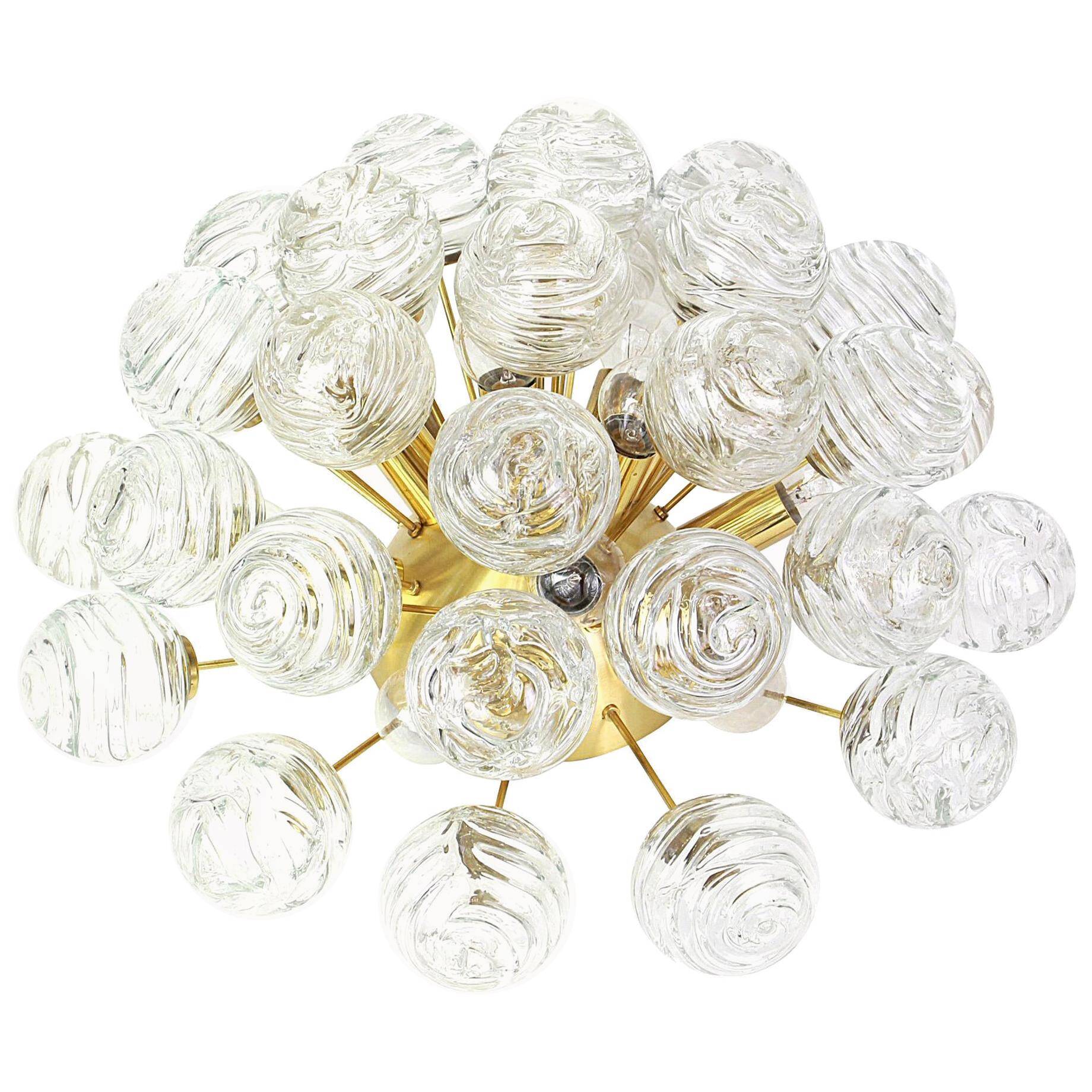 Spectacular Sputnik snowball glass ceiling lights by Doria, Germany, 1970s