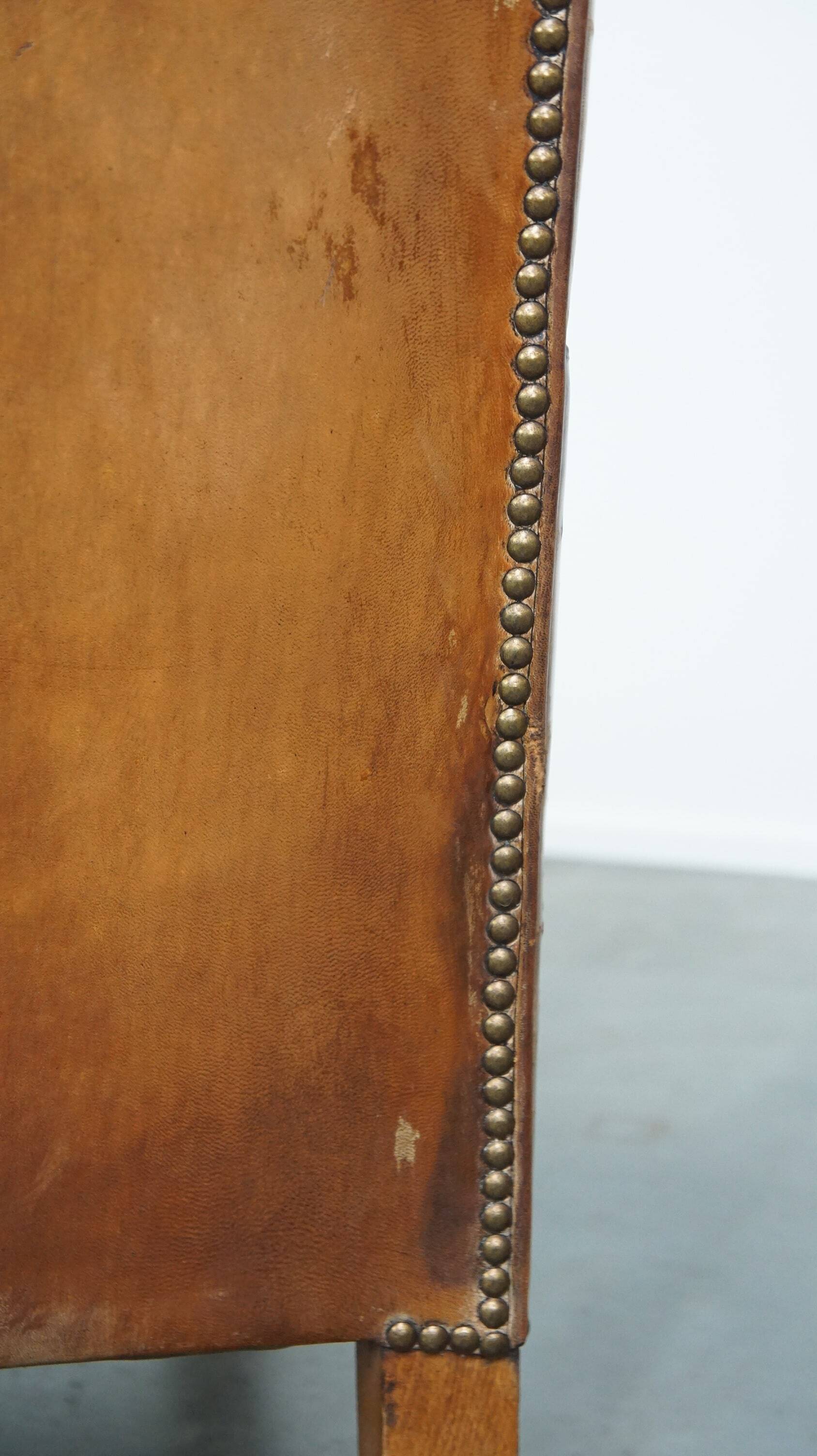 Sheepskin leather wing chair