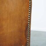 Sheepskin leather wing chair