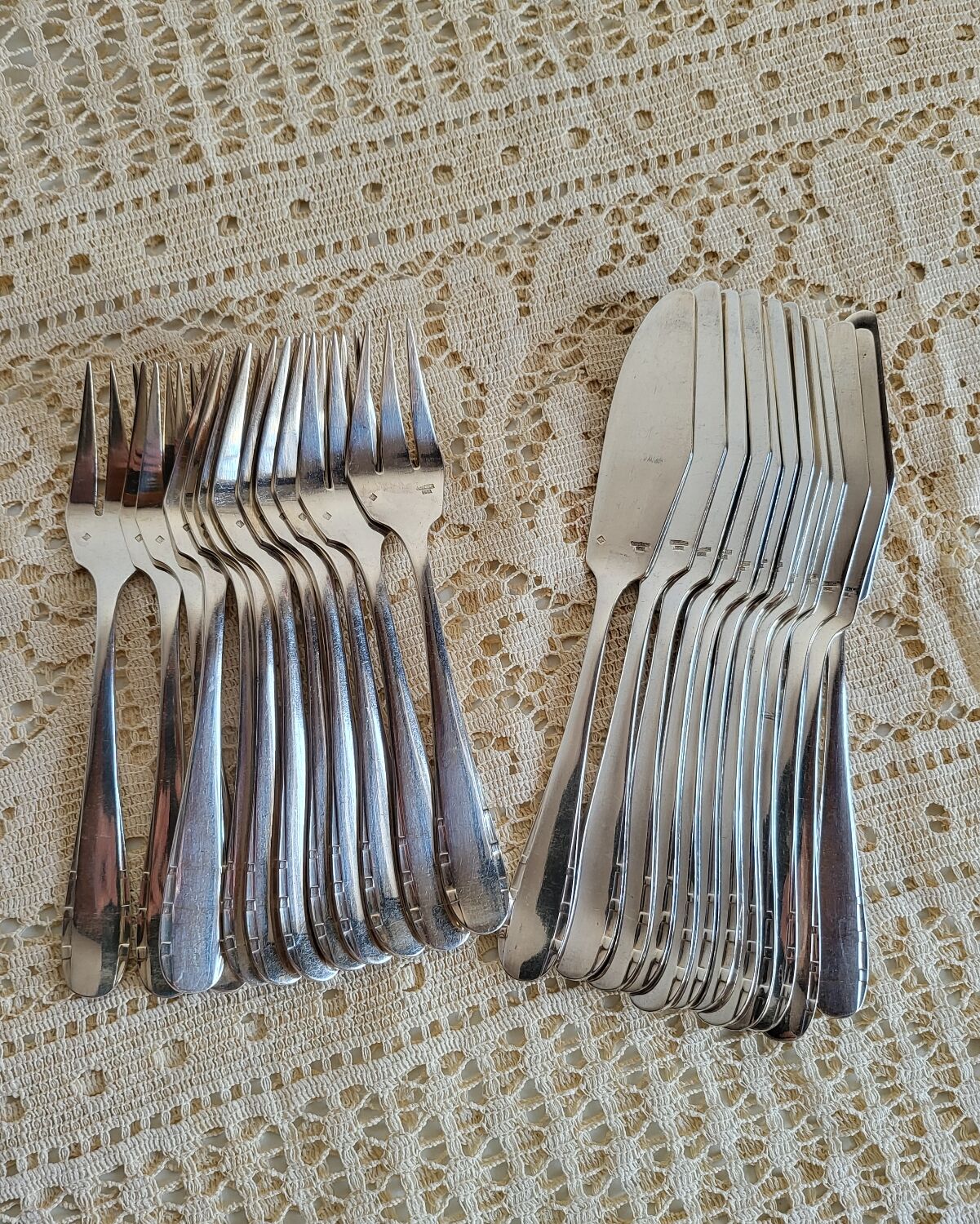 12 silver-plated fish cutlery sets by Argental
