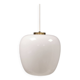 Hanging lamp in opal glass with brass top from Danish Fog&Mørup 1970s