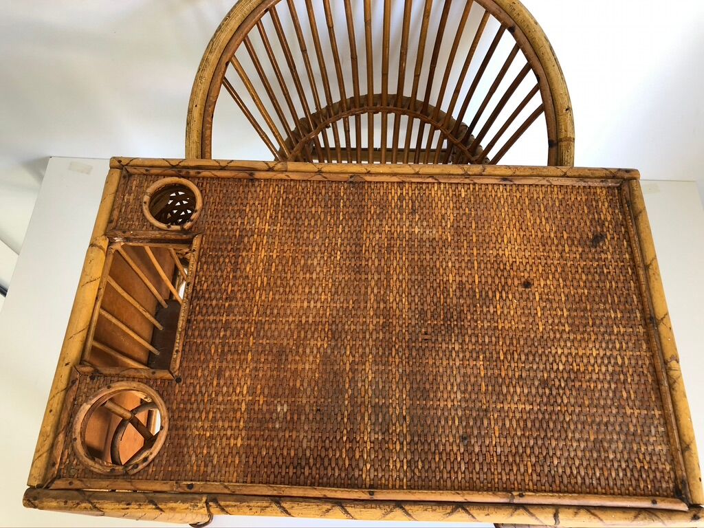 Children's rattan desk with matching chair