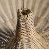 Small suspension, rattan luminaire in hat shape D:60cm