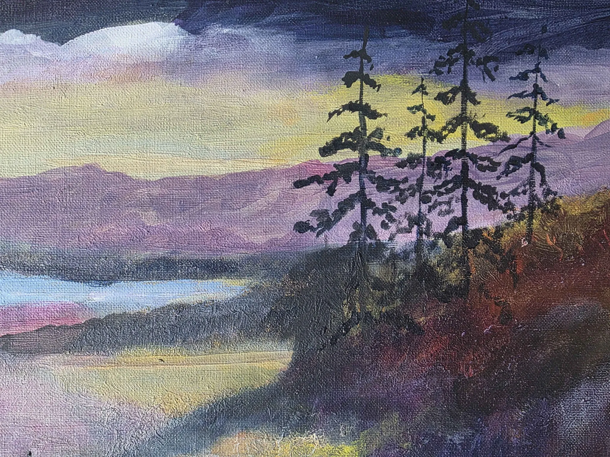 Vintage Moody Impressionist Oil Landscape Painting
