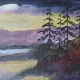 Vintage Moody Impressionist Oil Landscape Painting