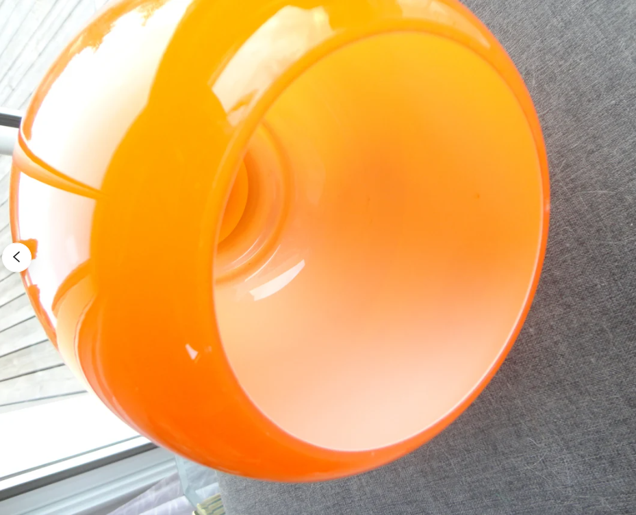 Ceiling lamp orange glass, opaline glass, year 1970s