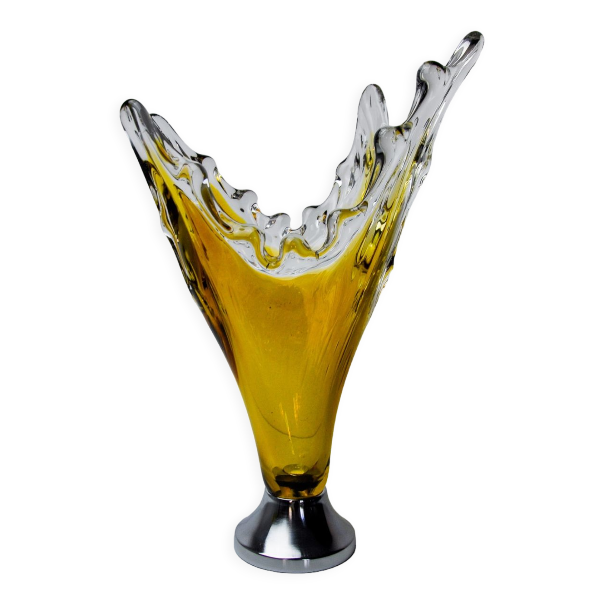 Sommerso vase by seguso in yellow murano glass, Italy, 1970
