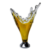 Sommerso vase by seguso in yellow murano glass, Italy, 1970