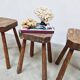 Rustic French wooden hand carved stools 'Brutalist'