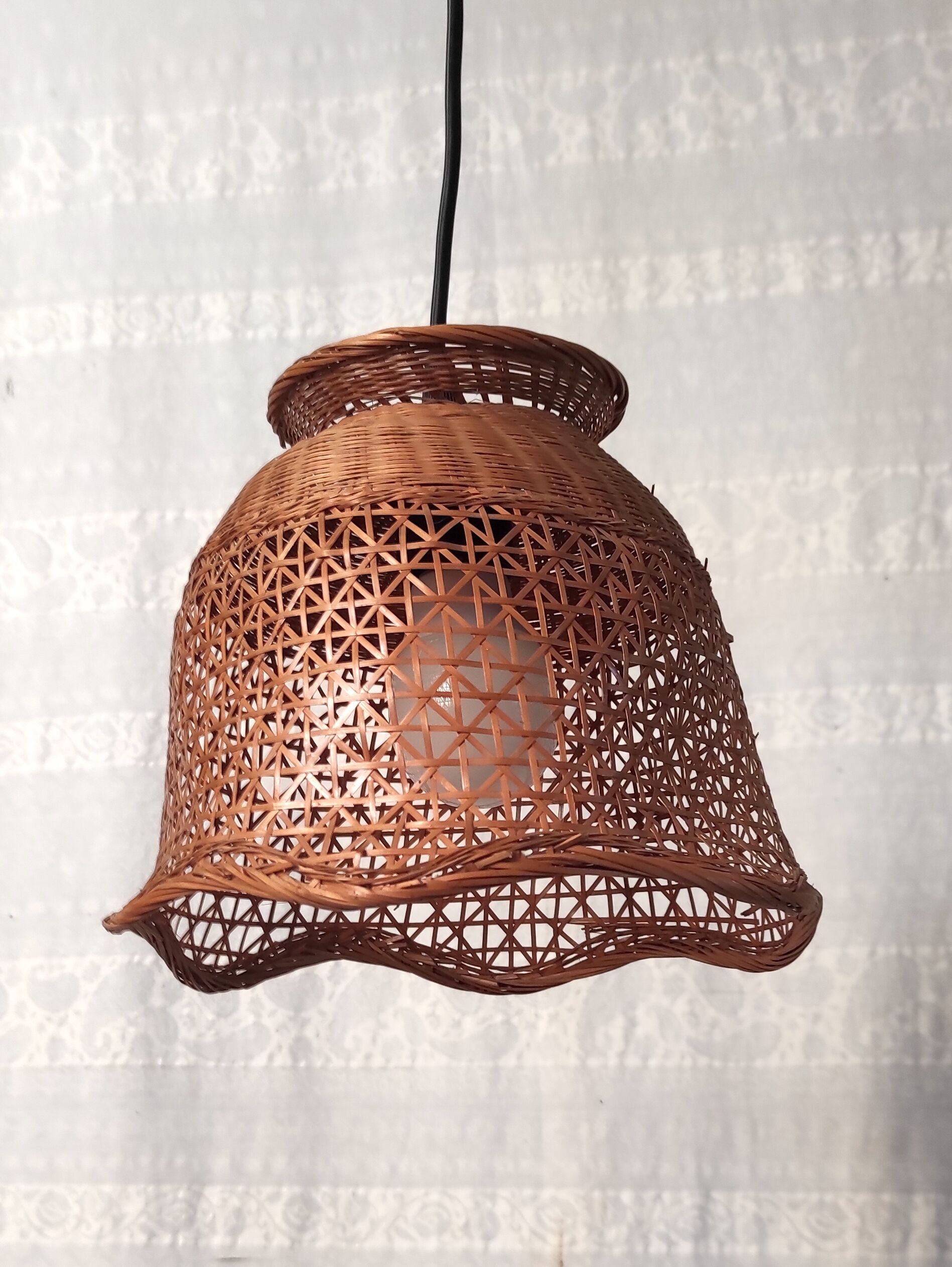 Braided wicker flower suspension