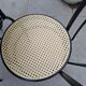 Marble oval veined bistro table + 2 aluminium chairs