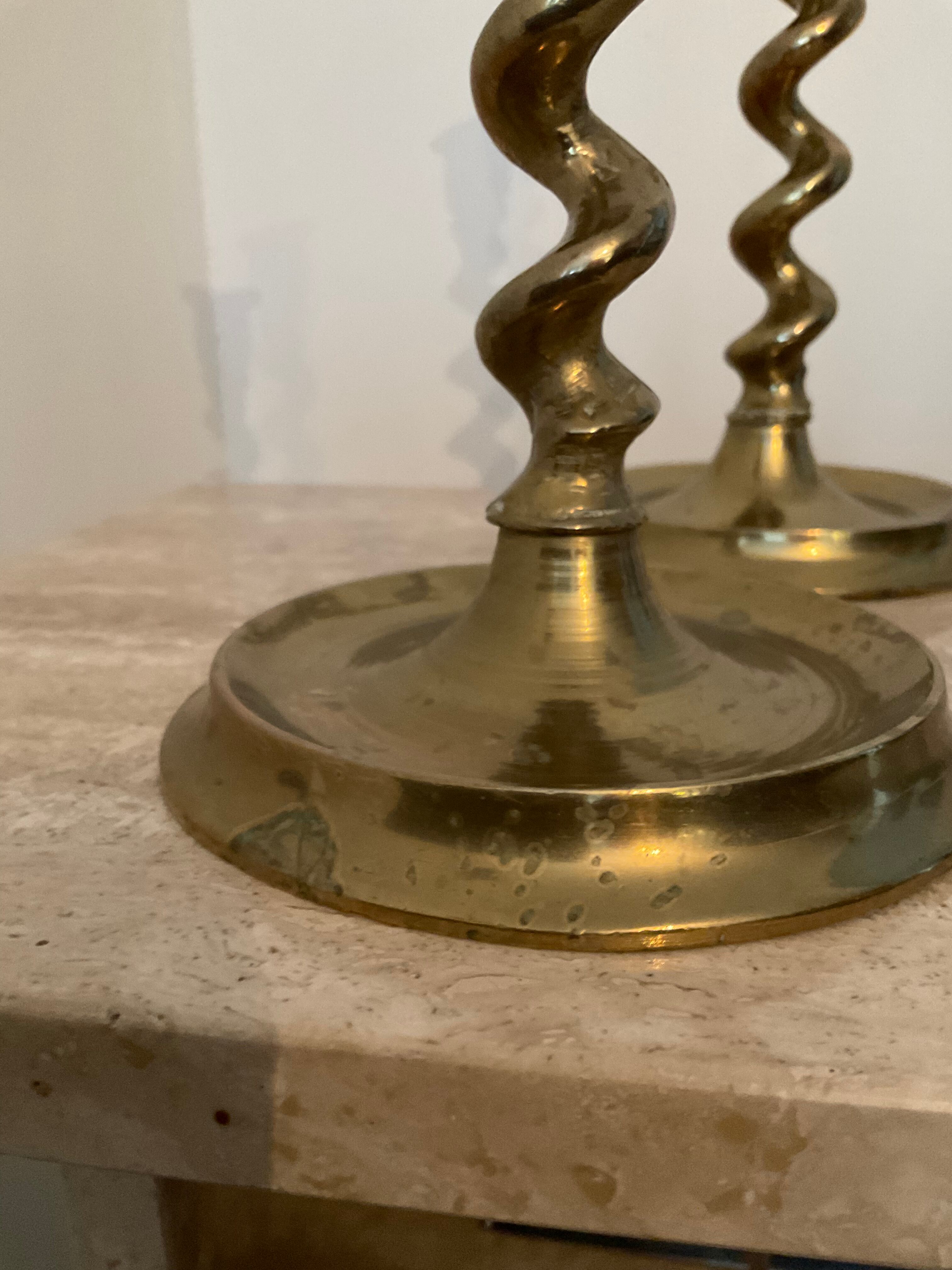 Pair of bronze torch candlesticks 1900