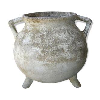 Cauldron stone flower pot on three feet