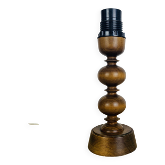 Pied de lampe bois tourné Massive années 70