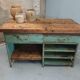 Industrial workbench kitchen island sideboard sea green with drawers