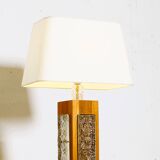 Vintage teak wood and glass lamp by Ateljé Glas & Trä, Sweden 1960s