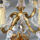 Pair of Louis XV Style Bronze & Crystal Chandeliers with 4 Lights
