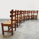 Brutalist rush dining chairs vintage 1970