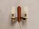 Danish double wall light in teak, brass and crystal glass.