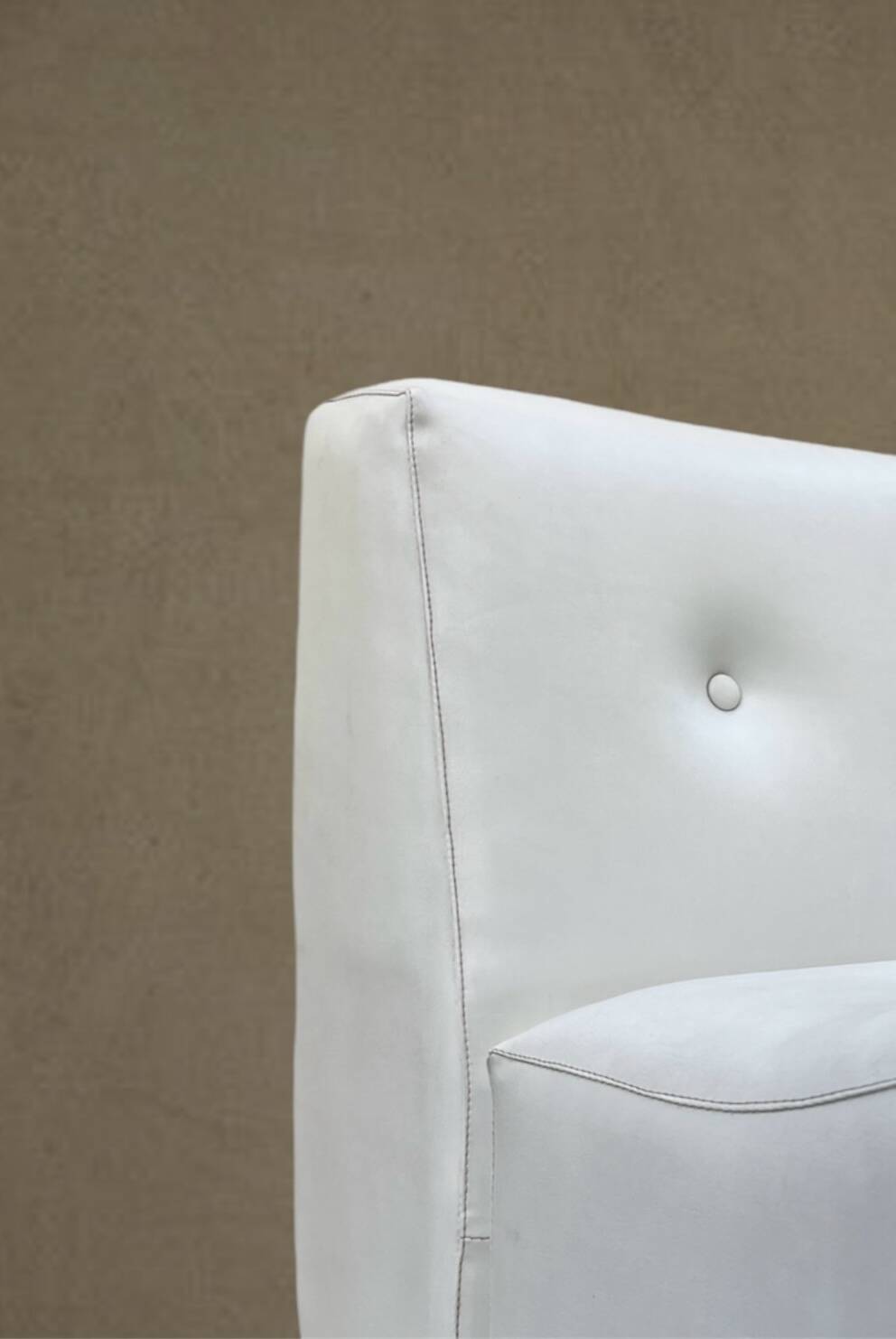Adriano Piazzesi metal and white leather armchair, Italian design 1970